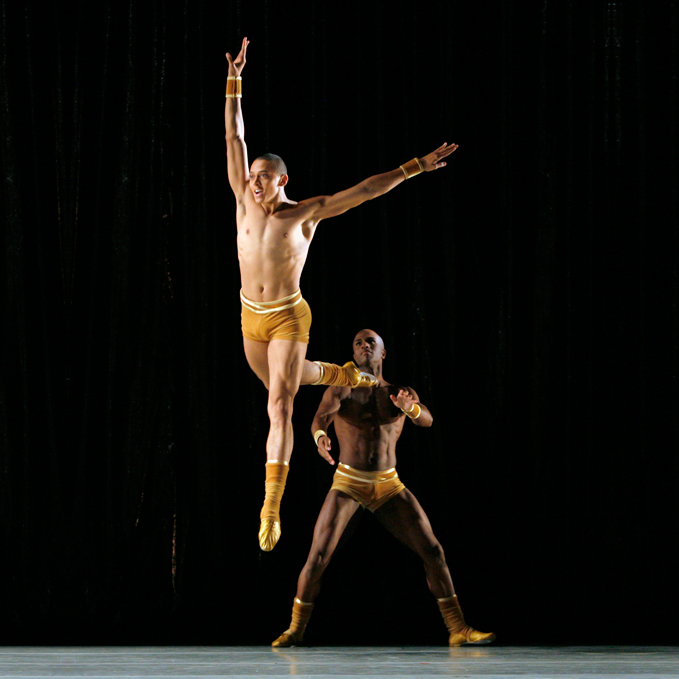 Clifton Brown and Glenn Allen Sims in Twyla Tharp's The Golden Section.  Photo by Paul Kolnik.