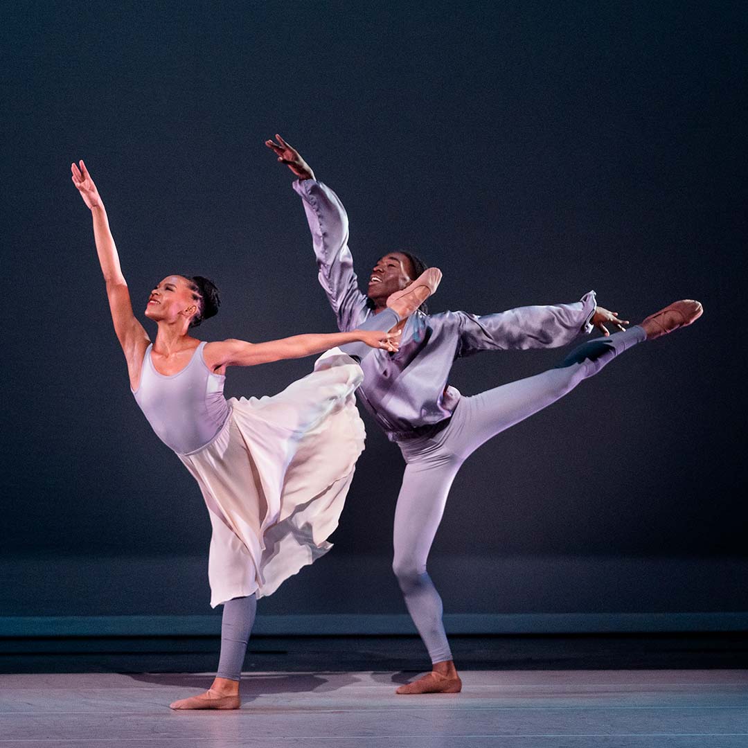 Samantha Figgins and Chalvar Monteiro in Alvin Ailey's The River; photo by Paul Kolnik